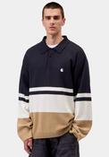 Carhartt WIP Austin Long Sleeve Knit Polo Shirt, Navy Multi image