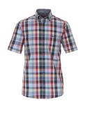 Casa Moda Check Short Sleeve Shirt, Blue &amp; Raspberry