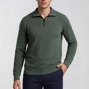 Casa Moda Textured Knit Quarter Zip Sweatshirt, Forest Green