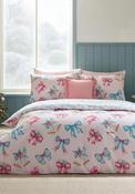 Catherine Lansfield Christmas Bows &amp; Bells Reversible Duvet Cover Set, Pink image