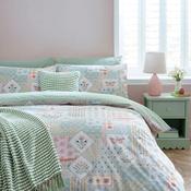 Catherine Lansfield Folk Patchwork Reversible Duvet Cover Set, Green image