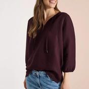 Cecil Linen V Neck Cropped Sleeve Blouse, Burgundy