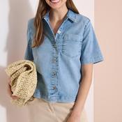 Cecil Button Front Denim Jacket, Light Blue image