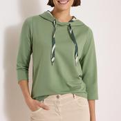 Cecil Hooded with Drawstrings Top, Green