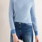 Cecil Geometric Pattern Sweater, Blue and White