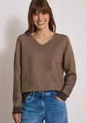 Cecil Long Sleeve V-Neck Top, Dark Beige image