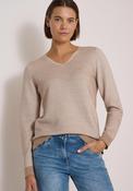 Cecil V-Neck Long Sleeve Top, Light Beige image