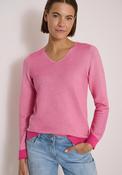 Cecil V-Neck Ribbed Top, Pink image