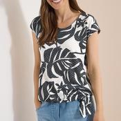 Cecil Leaf Print T-Shirt, Cream and Grey