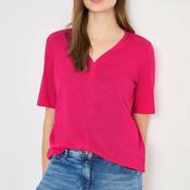 Cecil Solid V Neck T-shirt, Pink image