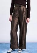 FRNCH Turn Hem Wide Leg Tailored Trousers, Brown image