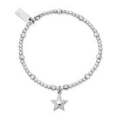 ChloBo Cute Sparkle Beaming Star Bracelet, Silver