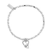 ChloBo Mini Cube Interlocking Love Heart Bracelet, Silver image