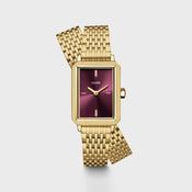 Cluse Fluette Double Strap Watch, Gold &amp; Burgundy