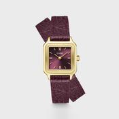 Cluse Gracieuse Petite Leather Double Strap Watch, Gold &amp; Burgundy
