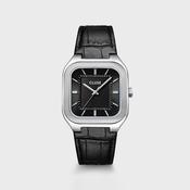 Cluse Quadrus Croc Strap Watch, Silver &amp; Black