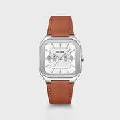 Cluse Men’s Quadrus Multifunction Watch, Silver &amp; Brown image