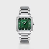Cluse Quadrus Watch, Silver &amp; Green