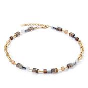 Coeur De Lion GeoCube Chunky Chain Necklace, Gold &amp; Brown image