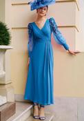 Couture Club A Line Floral Lace Sleeve Dress, Blue image