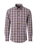 Casa Moda Gingham Dobby Shirt, Rust &amp; Blue Multi image
