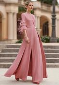 Couture Club Feather Sleeve Cape Jumpsuit, Pink image