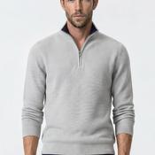 Daniel Grahame Quarter Zip Waffle Knit Sweater, Light Grey image
