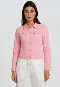 Dolcezza Collared Button Up Denim Jacket, Pink image
