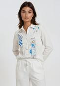 Dolcezza Graphic Print Button Up Shirt, White Multi image