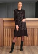 Dolcezza Foil Jacquard Detail High Neckline Dress, Black Multi image