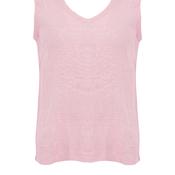 Dolcezza Linen V Neck Button Back Top, Light Pink
