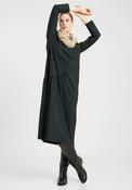 Elsewhere Draped High Neckline Dress, Midnight Green image