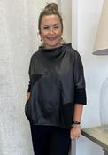 Elsewhere Vegan Leather Top, Black image