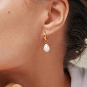 Enamel Significant Pearl Huggie Hoop Earrings, Gold image