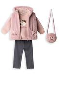 Ebita Baby Girl Fleece Gilet 4 Piece Set, Pink image