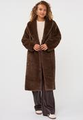 Esqualo Faux Fur Longline Coat, Brown image