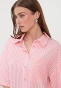 Esqualo Button-Down Striped Blouse, Pink and White image