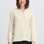 Fransa Diana Ruffled Detail Blouse, Whisper White