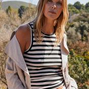 Freequent Effy Rib Knit Tank Top, Off White &amp; Black