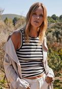 Freequent Effy Rib Knit Tank Top, Off White &amp; Black image