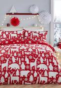 Fusion Arctic Animal Print Christmas Duvet Cover Set, Red image