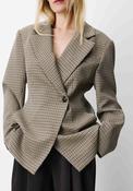 Grace &amp; Mila Checked Blazer, Beige Multi image