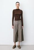 Grace &amp; Mila Plaid Print Cropped Wide Leg Trousers, Beige image