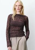 Grace &amp; Mila Avoine Long Sleeve Lace Top, Brown image