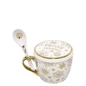 Peggy Wilkins Frost Fall New Bone China Soup Mug &amp; Spoon Set