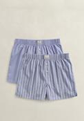 Gant 2 Pack Cotton Stripe Boxer Shorts, Blue Multi image