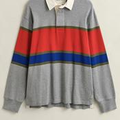 Gant Blockstriped Rugger Rugby Shirt, Grey Melange Multi image