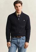 Gant Cotton Cable Knit Half Zip Sweater, Navy image