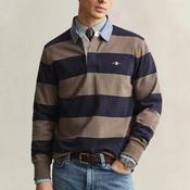 Gant Chambray Heavy Rugger Barstripe Polo Shirt, Faded Taupe