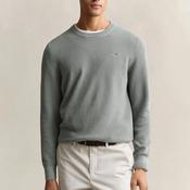 Gant Micro Textured Cotton Sweater, Duck Egg Blue